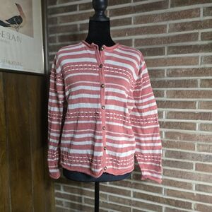 Christopher & Banks Pink Striped Cardigan